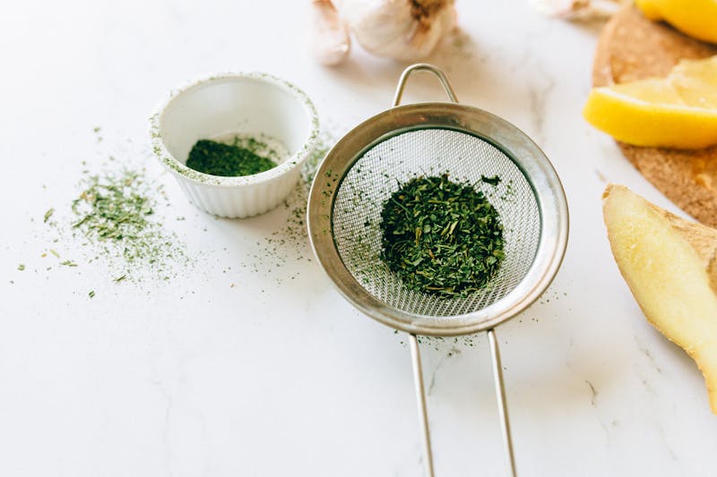 White Ranch Garlic pizza with fresh herbs