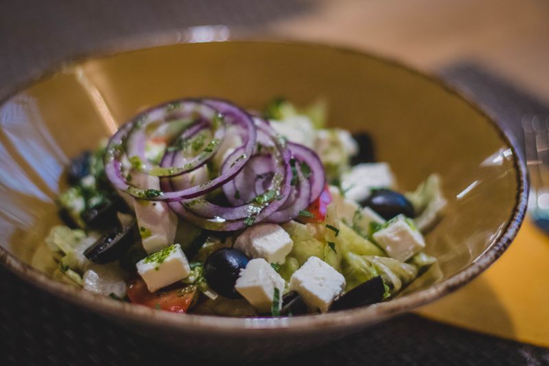 Greek Harvest Salad with feta and olives